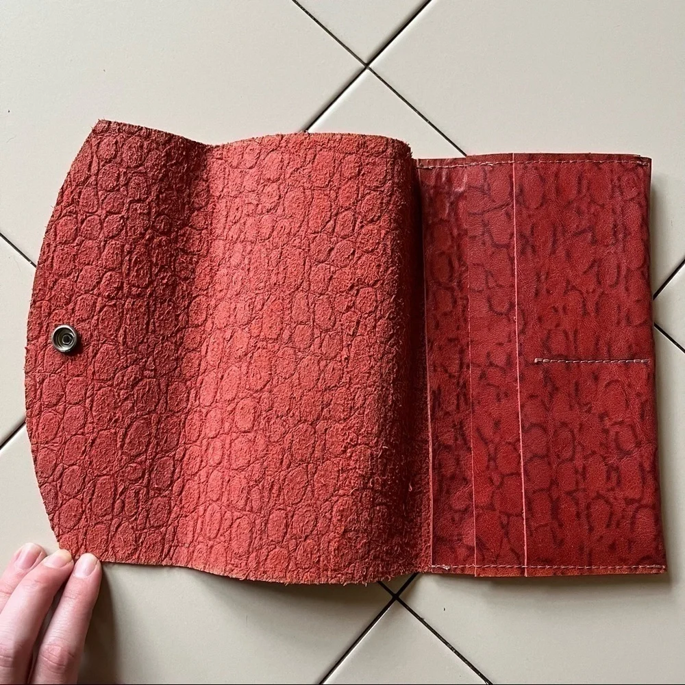 Leather Clutch Wallet in Red Brick